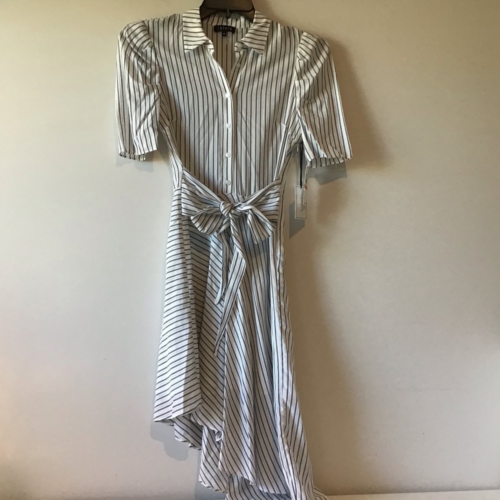 Dress Junior’s XS Gray Stripe Asymmetrical NWT